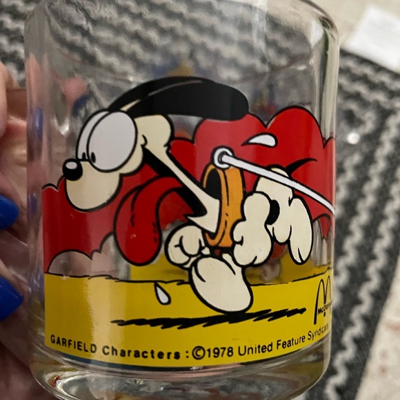 Garfield & Odie McDonalds Glass Coffee Cup Mug Vintage 1978 - Picture 2 of 5